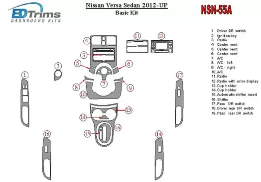 Nissan Versa 2012-UP Basic Set Decor de carlinga su interior