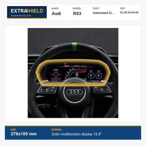 Audi RS3 Instrument Cluster ExtraShield Screen Protector