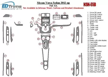 Nissan Versa 2012-UP Full Set BD Interieur Dashboard Bekleding Volhouder