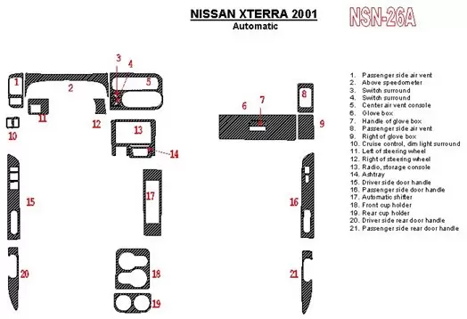 Nissan Xterra 2001-2001 Automatic Gearbox 21 Parts set BD innenausstattung armaturendekor cockpit dekor - 1- Cockpit Dekor Innen