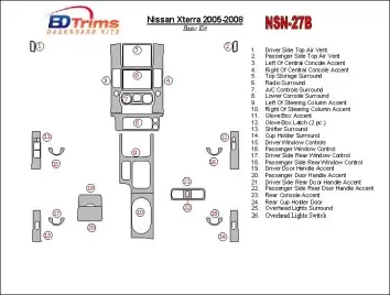 Nissan Xterra 2005-2008 Basic Set Decor de carlinga su interior