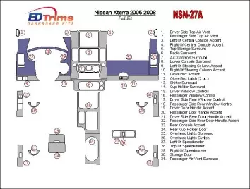 Nissan Xterra 2005-2008 Full Set Decor de carlinga su interior