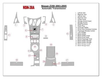 Nissan Z350 2003-2005 Full Set, Automatic Gear Cruscotto BD Rivestimenti interni