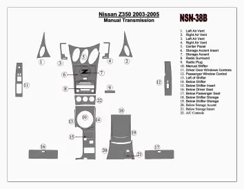 Nissan Z350 2003-2005 boîte manuelle Box BD Kit la décoration du tableau de bord - 2 - habillage decor de tableau de bord