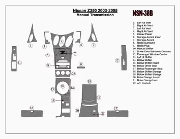 Nissan Z350 2003-2005 Manual Gear Box BD Interieur Dashboard Bekleding Volhouder