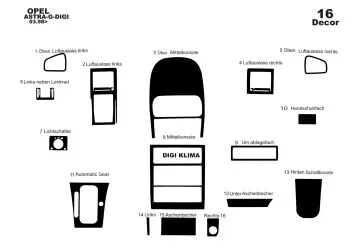 Opel Astra G 03.98-12.03 DIGI AUT 3M 3D Interior Dashboard Trim Kit Dash Trim Dekor 16-Parts