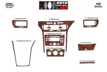 Opel Astra H 01.04-08.10 3M 3D Interior Dashboard Trim Kit Dash Trim Dekor 10-Parts