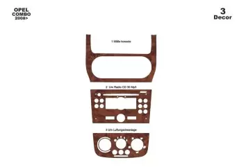 Opel Combo 01.2008 3M 3D Interior Dashboard Trim Kit Dash Trim Dekor 3-Parts
