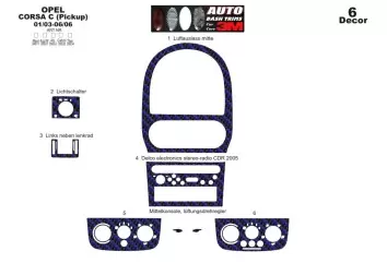 Opel Corsa C – Pick-up 01.03-12.06 3M 3D Interior Dashboard Trim Kit Dash Trim Dekor 6-Parts