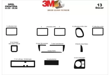 Opel Frontera 03.95-09.98 3M 3D Interior Dashboard Trim Kit Dash Trim Dekor 13-Parts