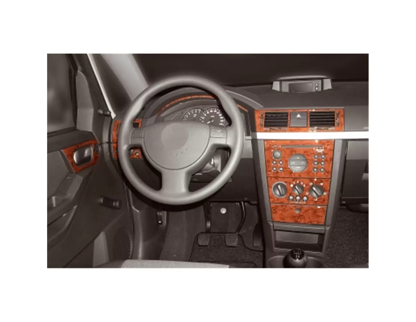 Opel Meriva 02.03 - 12.07 3D Inleg dashboard Interieurset aansluitend en pasgemaakt op he 17 -Teile
