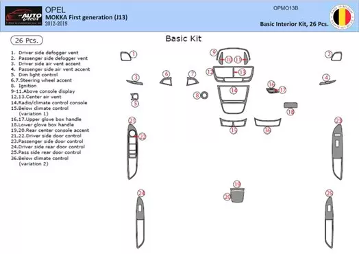 Opel Mokka ab 2012 3M 3D Interior Dashboard Trim Kit Dash Trim Dekor 35-Parts