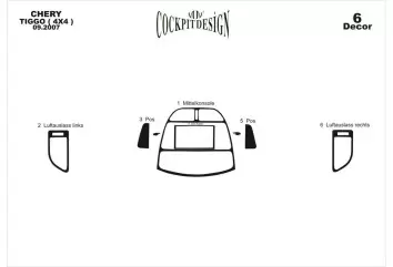 Chery Tiggo 4x4 09.2007 3M 3D Interior Dashboard Trim Kit Dash Trim Dekor 6-Parts