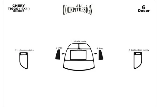 Chery Tiggo 4x4 09.2007 3D Decor de carlinga su interior del coche 6-Partes