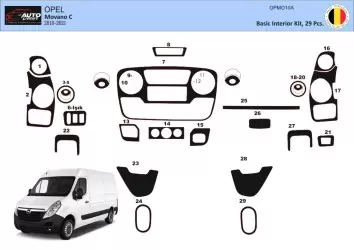 Opel Movano 01.2010 3M 3D Interior Dashboard Trim Kit Dash Trim Dekor 29-Parts