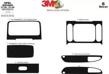 Opel Movano-Nissan Interstar 01.2002 3M 3D Interior Dashboard Trim Kit Dash Trim Dekor 6-Parts