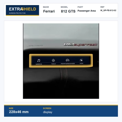 Ferrari 812 GTS Passenger Area ExtraShield Screen Protector