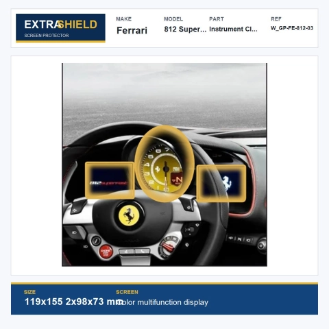 Ferrari 812 Superfast Instrument Cluster ExtraShield Screen Protector