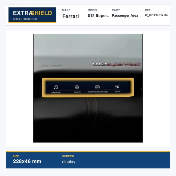 Ferrari 812 Superfast Passenger Area ExtraShield Screen Protector