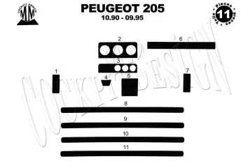 Peugeot 205 10.90-09.95 3D Decor de carlinga su interior del coche 11-Partes