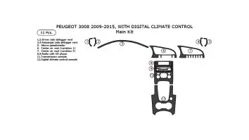 Peugeot 3008 2009–2016 3M 3D Interior Dashboard Trim Kit Dash Trim Dekor 11-Parts