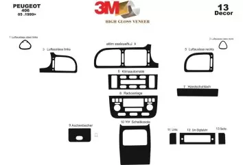 Peugeot 406 06.99-05.05 3M 3D Interior Dashboard Trim Kit Dash Trim Dekor 13-Parts