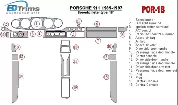 Porsche 911 1989-1997 Gearsometer Type B BD Interieur Dashboard Bekleding Volhouder