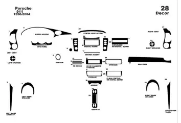 Porsche 911 1998-2004 3M 3D Interior Dashboard Trim Kit Dash Trim Dekor 28-Parts