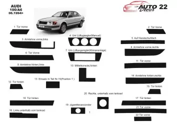 Audi 100 A6 10.90-03.97 3M 3D Interior Dashboard Trim Kit Dash Trim Dekor 22-Parts