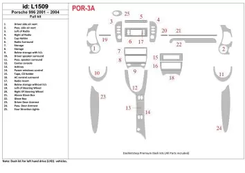 Porsche Boxter 1998-UP Full Set BD Interieur Dashboard Bekleding Volhouder