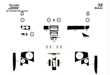 PORSCHE CAYMAN 2006-2008 3M 3D Interior Dashboard Trim Kit Dash Trim Dekor 32-Parts
