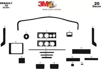 Renault 19 Europa 02.92-12.99 3M 3D Interior Dashboard Trim Kit Dash Trim Dekor 20-Parts