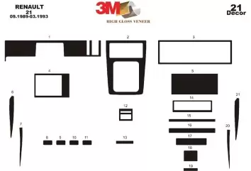 Renault 21 Manager 09.89-03.93 3M 3D Interior Dashboard Trim Kit Dash Trim Dekor 21-Parts