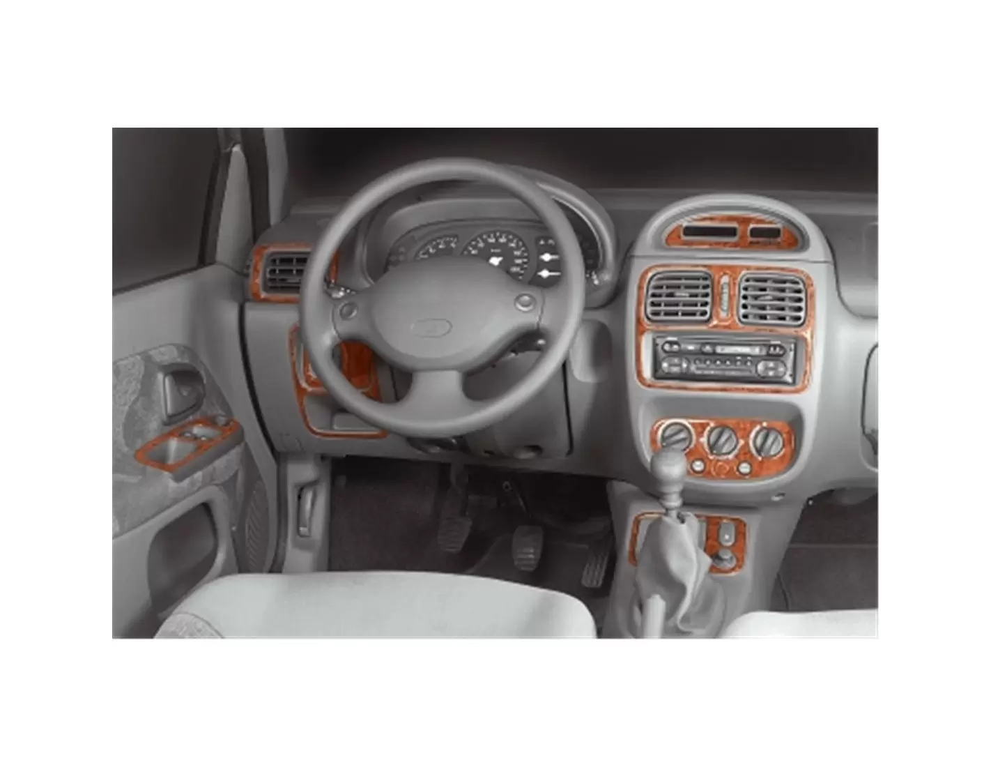 Renault Clio Symbol 06.04 - 09.08 3D Inleg dashboard Interieurset aansluitend en pasgemaakt op he 15 -Teile
