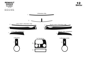 RENAULT Renault Espace 10.2002 3M 3D Interior Dashboard Trim Kit Dash Trim Dekor 12-Parts €44.49