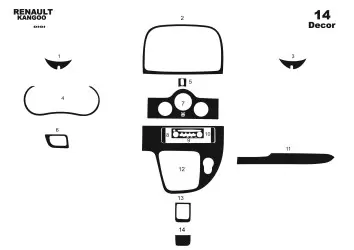 RENAULT Renault Kangoo 10.2008 3M 3D Interior Dashboard Trim Kit Dash Trim Dekor 14-Parts €38.49