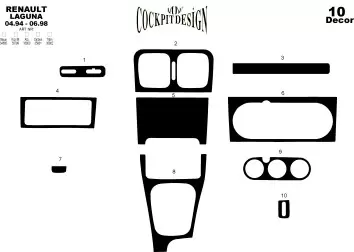 RENAULT Renault Laguna 04.94-06.98 3M 3D Interior Dashboard Trim Kit Dash Trim Dekor 10-Parts €44.49