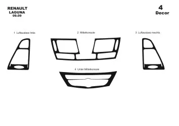 RENAULT Renault Laguna 09.2009 3M 3D Interior Dashboard Trim Kit Dash Trim Dekor 4-Parts €38.49