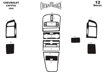 Chevrolet Captiva 01.07-01.12 3M 3D Interior Dashboard Trim Kit Dash Trim Dekor 12-Parts