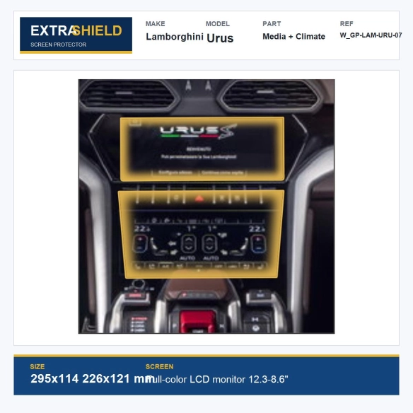 Lamborghini Urus Media + Climate ExtraShield Screen Protector