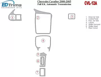 Chevrolet Cavalier 2000-2005 Full Set, Automatic Gear Decor de carlinga su interior