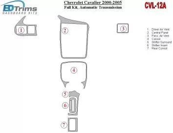 Chevrolet Cavalier 2000-2005 Full Set, Automatic Gear Interior BD Dash Trim Kit