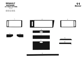 RENAULT Renault Safrane 01.93-10.96 3M 3D Interior Dashboard Trim Kit Dash Trim Dekor 11-Parts €36.49