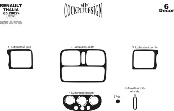 RENAULT Renault Thalia 05.02-12.05 3M 3D Interior Dashboard Trim Kit Dash Trim Dekor 6-Parts €38.49