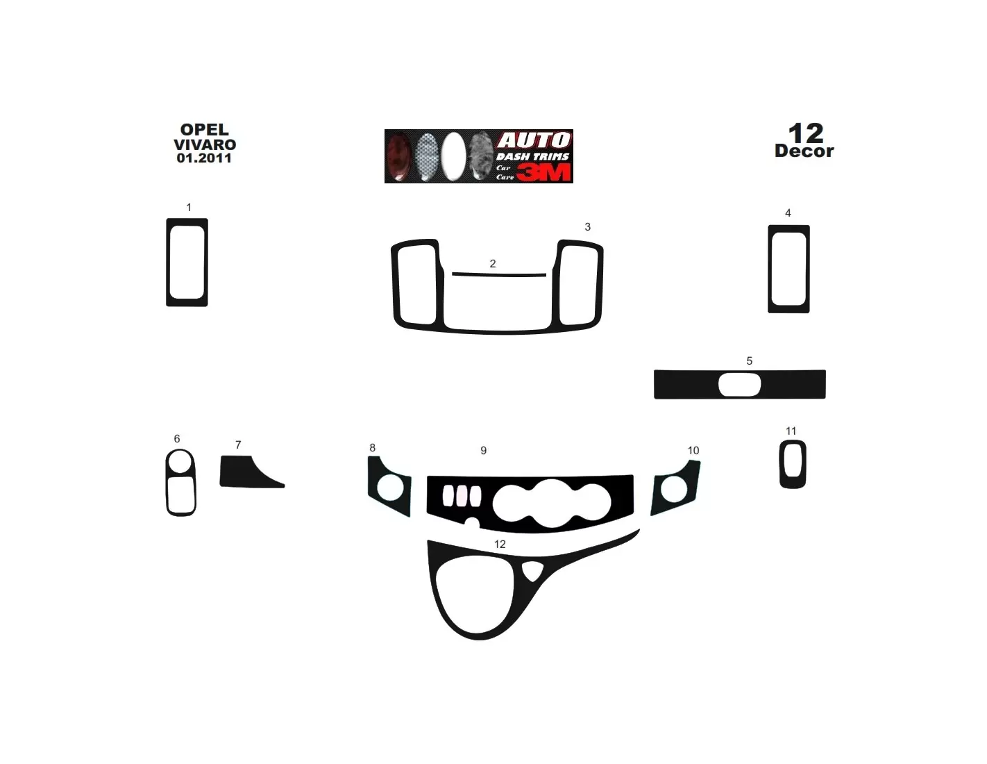 RENAULT Renault Trafic-Nissan Primastar 01.2011 Digi 3M 3D Interior Dashboard Trim Kit Dash Trim Dekor 12-Parts €49.49