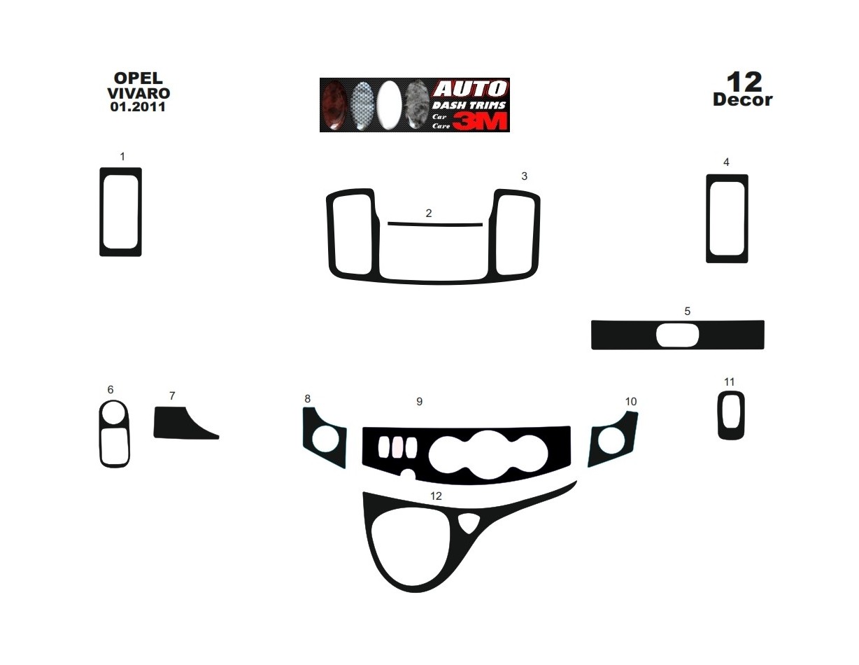 RENAULT Renault Trafic-Nissan Primastar 01.2011 Digi 3M 3D Interior Dashboard Trim Kit Dash Trim Dekor 12-Parts €49.49
