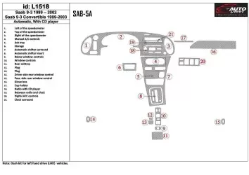 Saab 9-3 1999-2002 Automatic Gearbox, With CD Player, Without OEM BD Interieur Dashboard Bekleding Volhouder