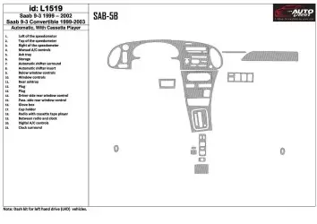 Saab 9-3 1999-2002 Automatic Gearbox, With Compact Casette player, Without OEM, 21 Parts set BD Interieur Dashboard Bekleding Vo