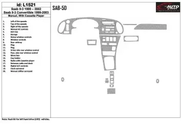 Saab 9-3 1999-2002 Manual Gearbox, With Compact Casette player, Without OEM, 20 Parts set BD Interieur Dashboard Bekleding Volho