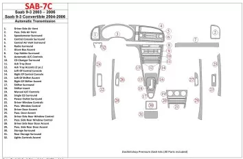 Saab 9-3 2003-2006 Automatic Gear, Without Infotainment Center Interior BD Dash Trim Kit